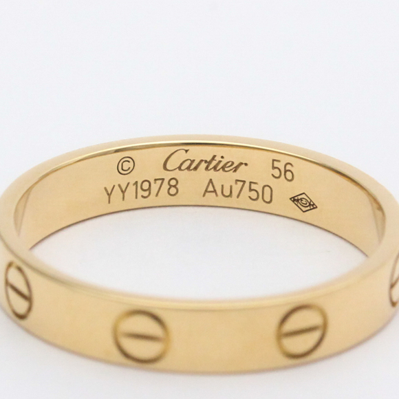 Polished CARTIER Mini Love Ring Band Size #56 US 7 1/2 18K Pink Gold PG BF555204 - Picture 6 of 10